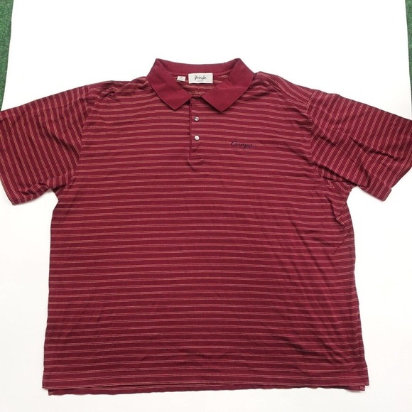 Pringle Scotland Polo Shirt Men's Size 2XL Red Striped Collared Short Sleeve - Picture 1 of 8